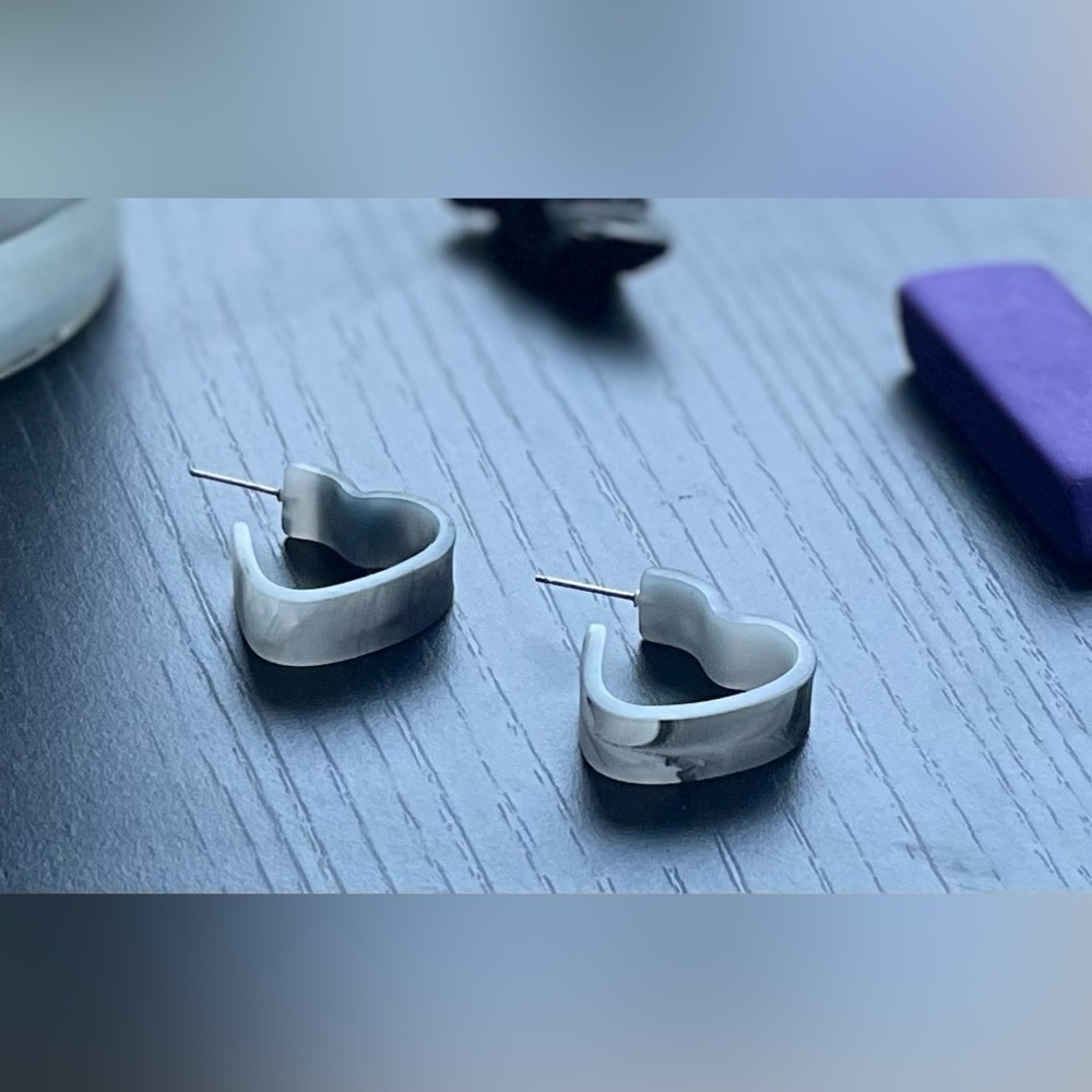 Heart Hoop Earrings With S925 Posts
